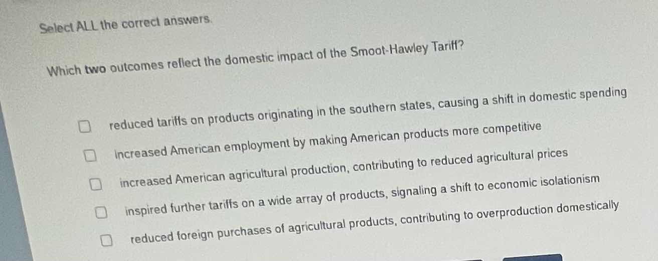 select all the correct answers. which two outcomes reflect the domestic…