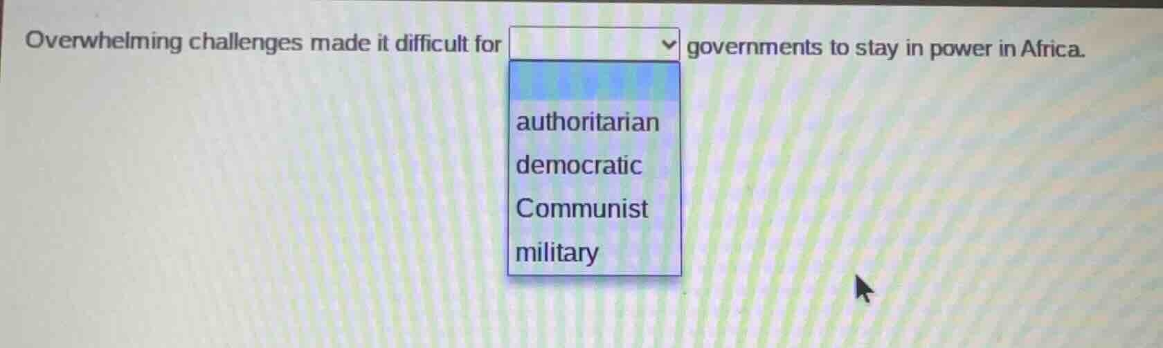 overwhelming challenges made it difficult for governments to stay in po…