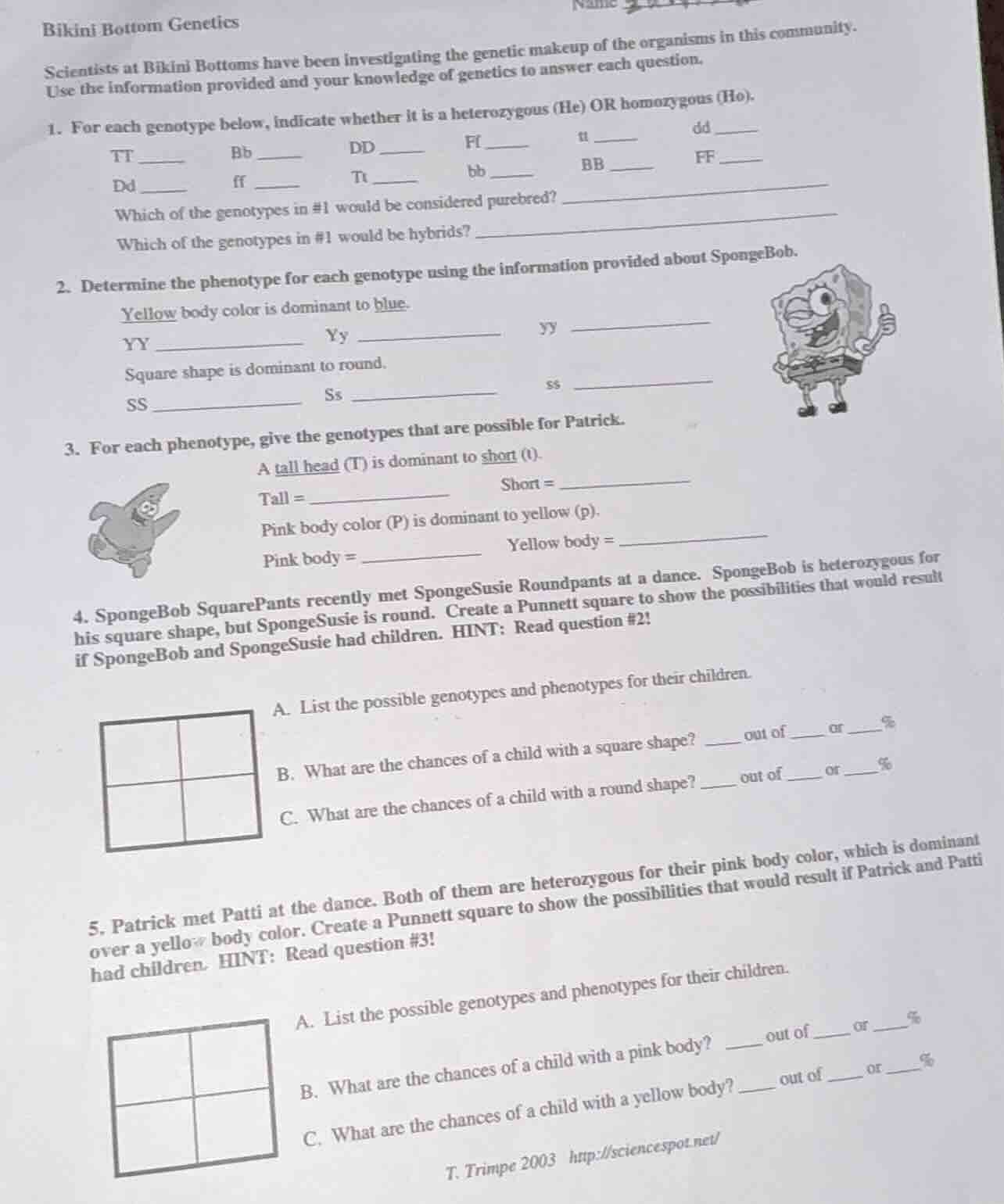 bikini bottom genetics scientists at bikini bottoms have been investiga…