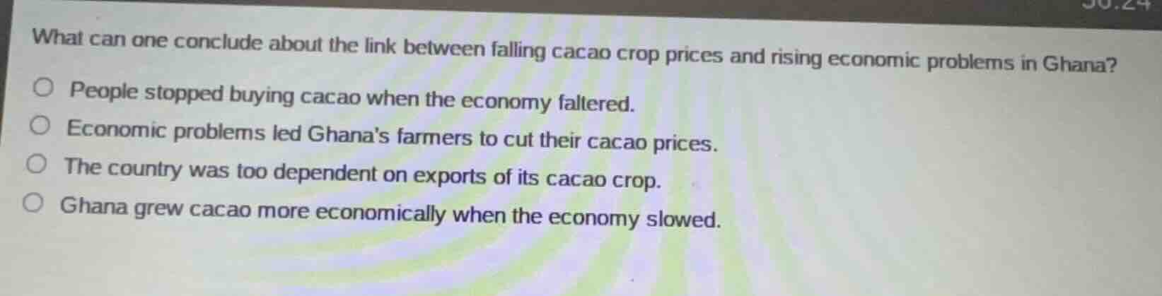 what can one conclude about the link between falling cacao crop prices …