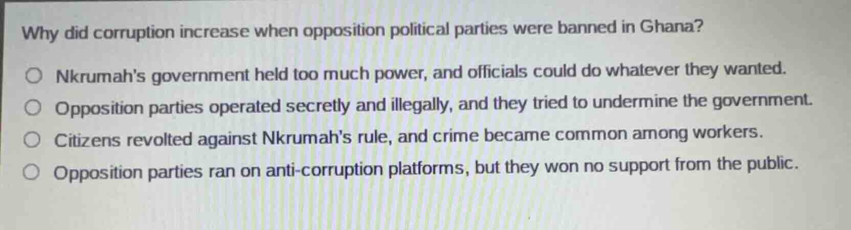 why did corruption increase when opposition political parties were bann…
