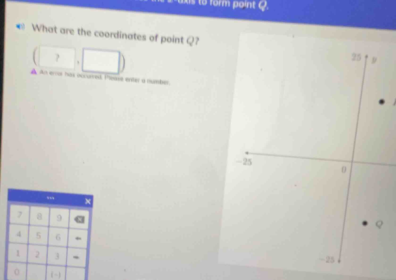 what are the coordinates of point q? (?, ) an error has occurred. pleas…