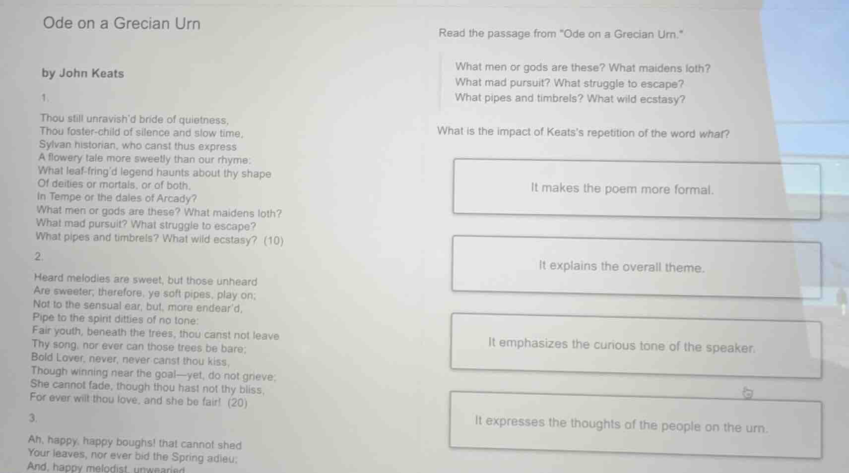 ode on a grecian urn by john keats 1. thou still unravishd bride of qui…