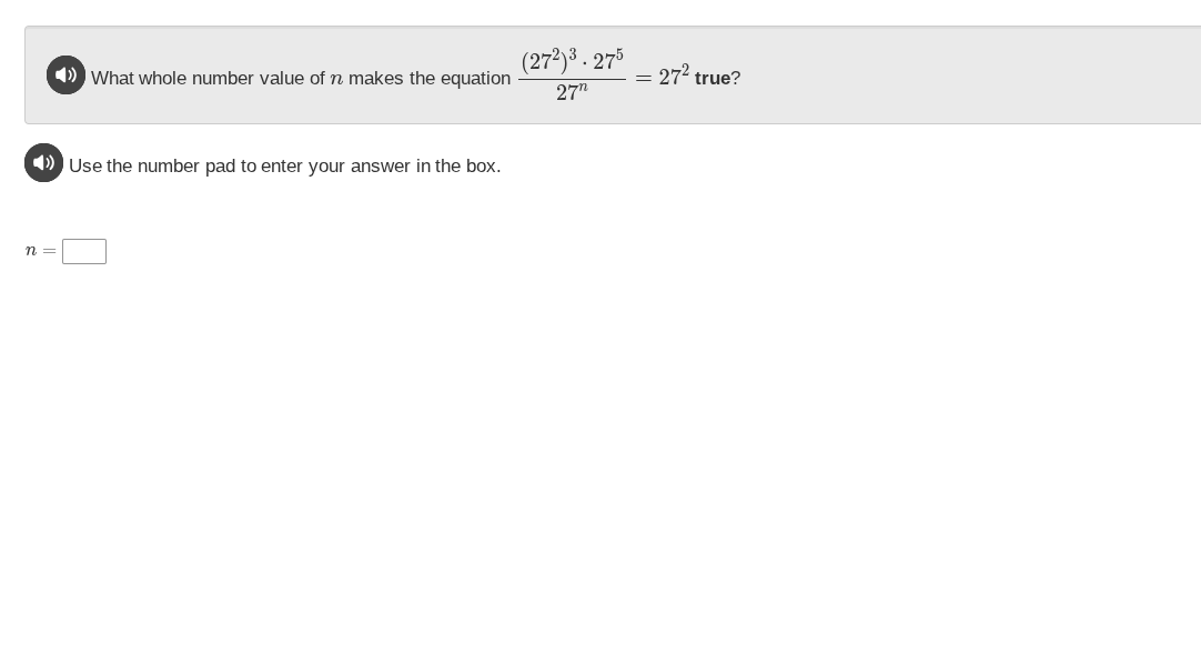 what whole number value of n makes the equation \\(\frac{(27^2)^3 cdot …