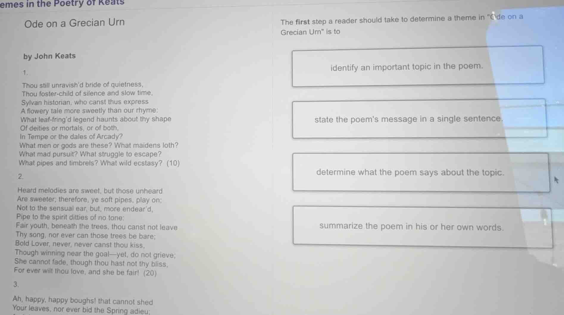 emes in the poetry of keats ode on a grecian urn by john keats 1. thou …