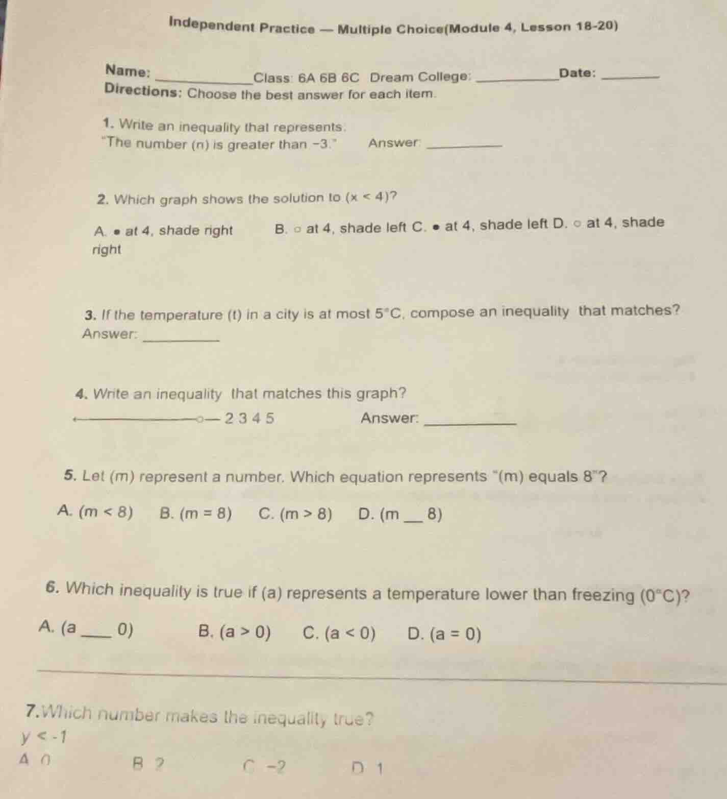 independent practice — multiple choice(module 4, lesson 18-20) name: __…