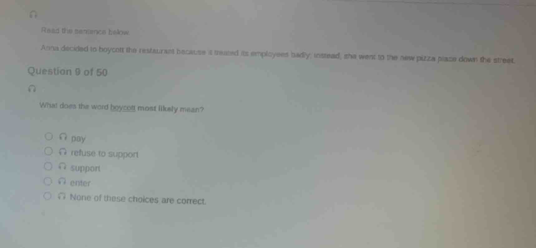 read the sentence below. anna decided to boycott the restaurant because…