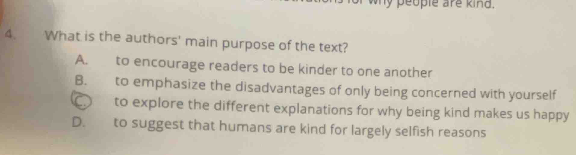 4. what is the authors main purpose of the text? a. to encourage reader…