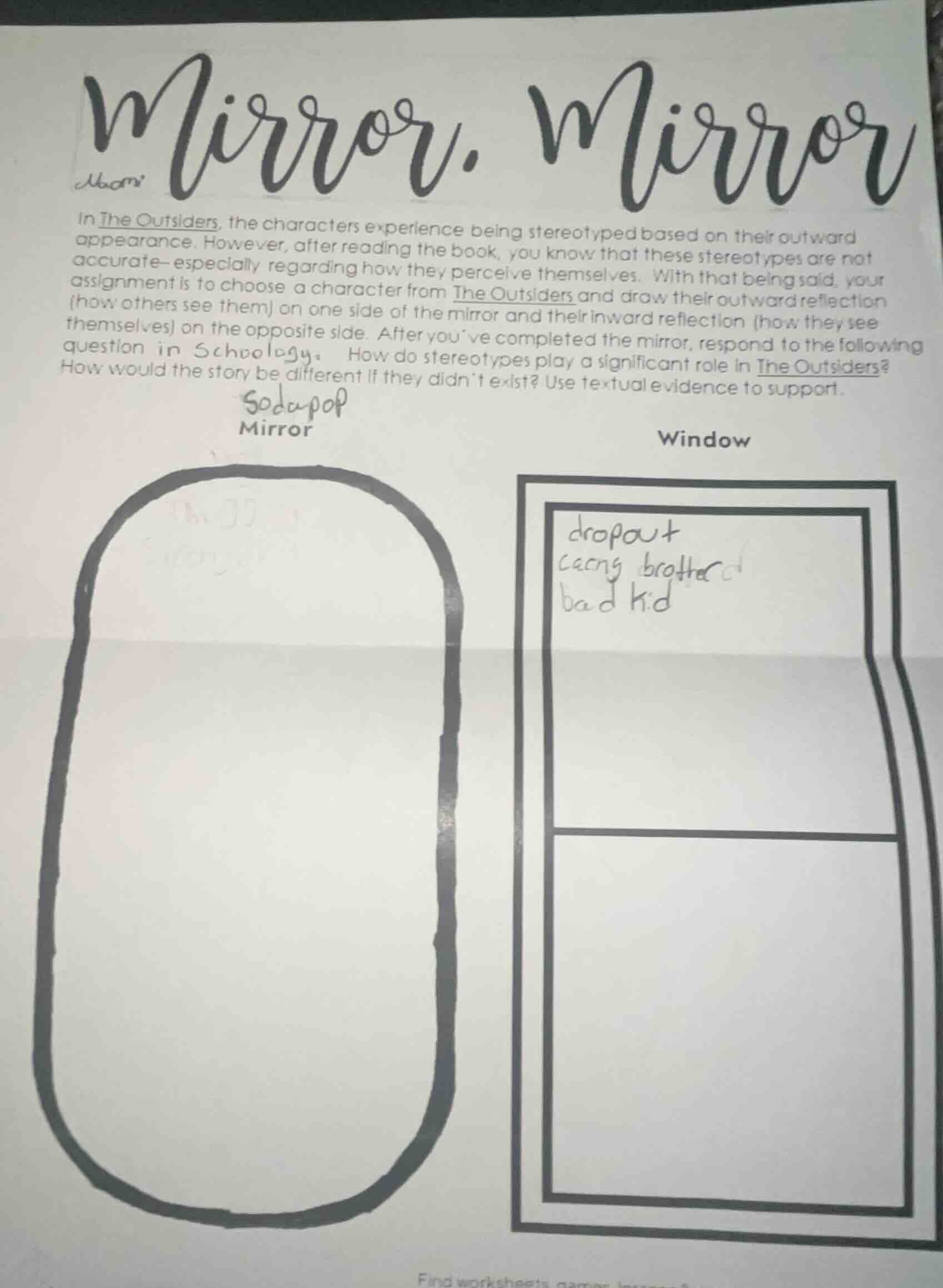 mirror, mirror in the outsiders, the characters experience being stereo…