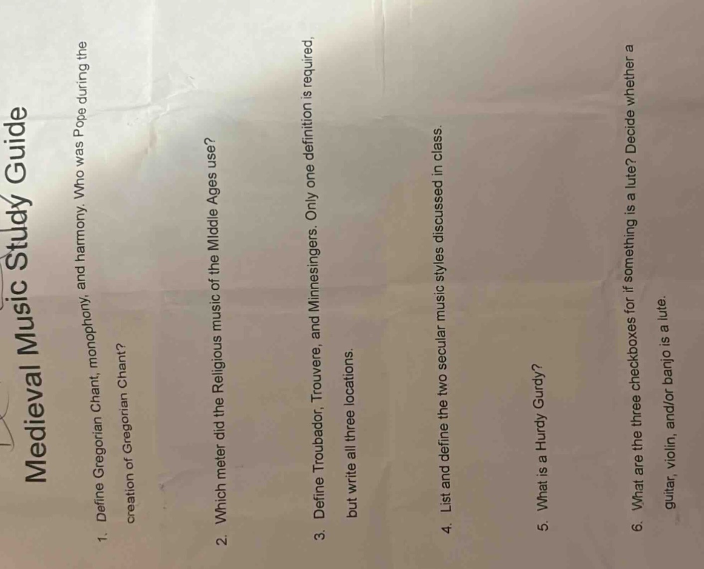 medieval music study guide 1. define gregorian chant, monophony, and ha…