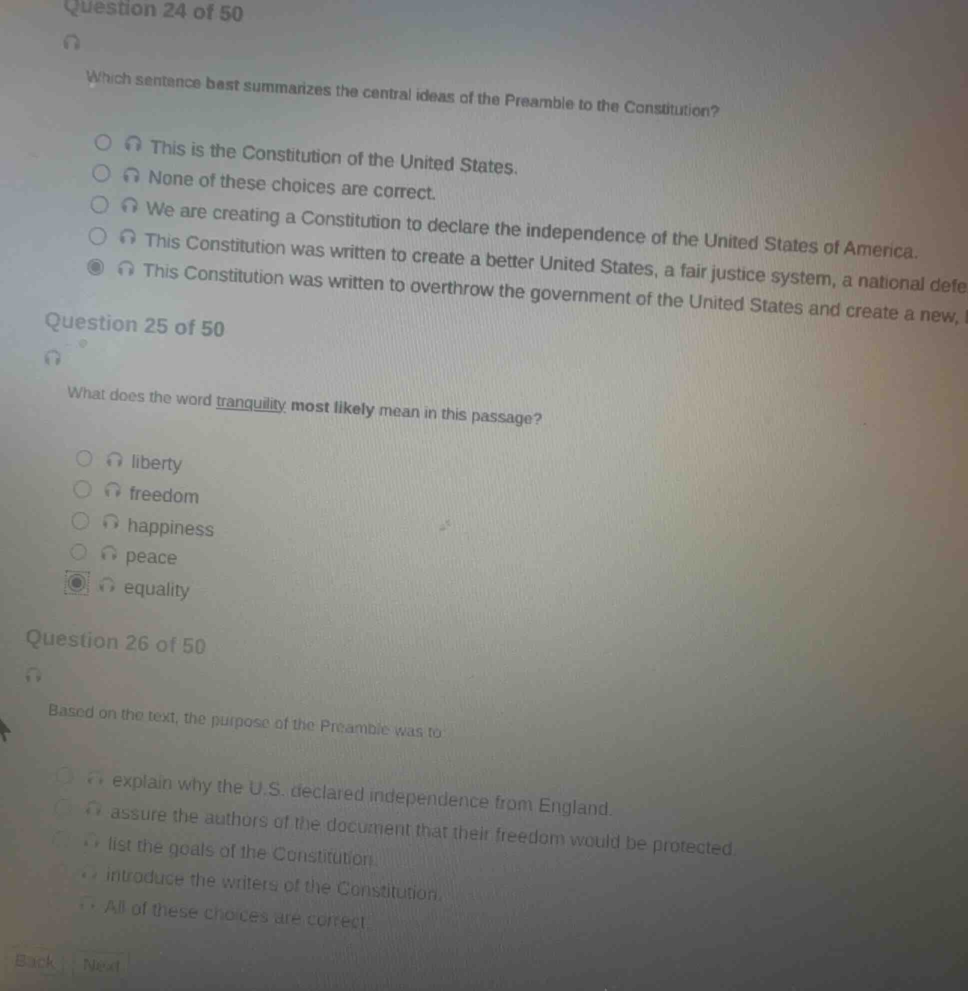 question 24 of 50 which sentence best summarizes the central ideas of t…