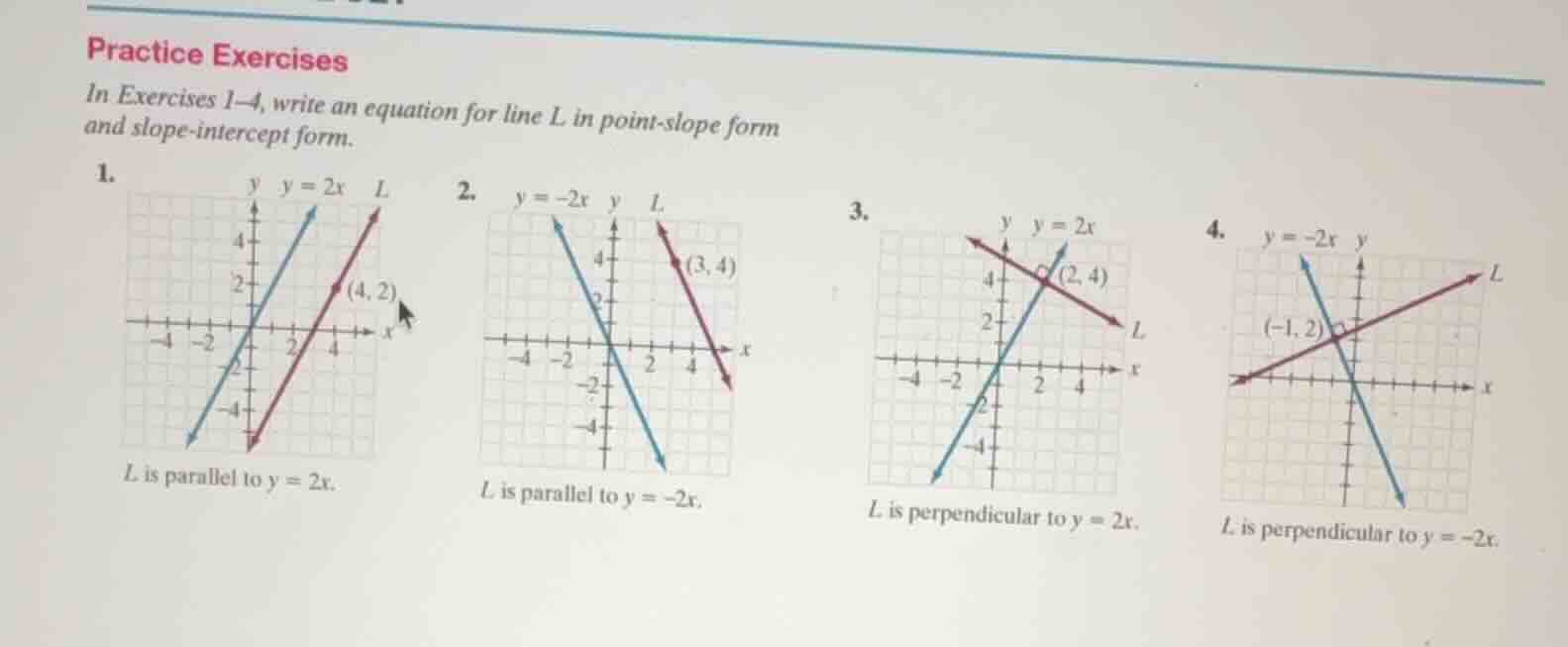 practice exercises in exercises 1–4, write an equation for line l in po…