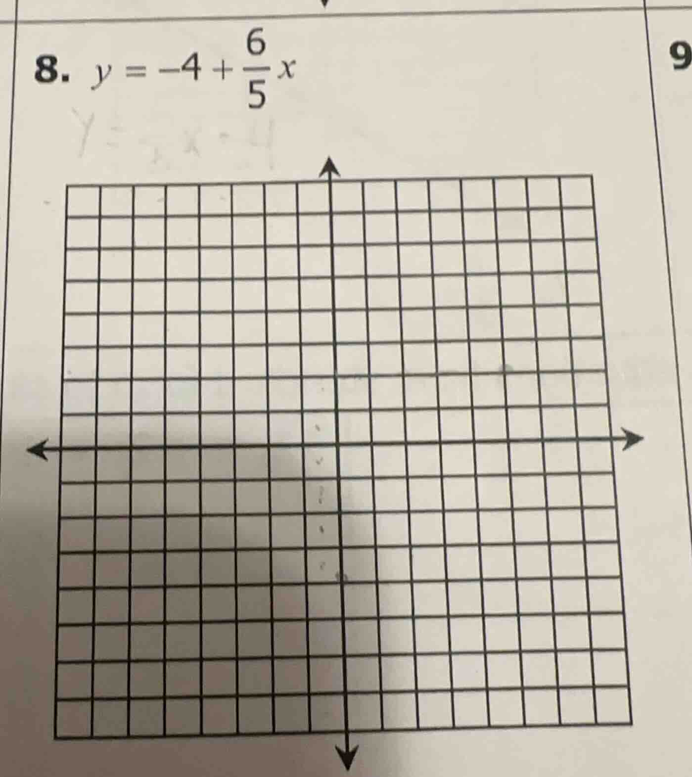 8. $y = -4 + \\frac{6}{5}x$
