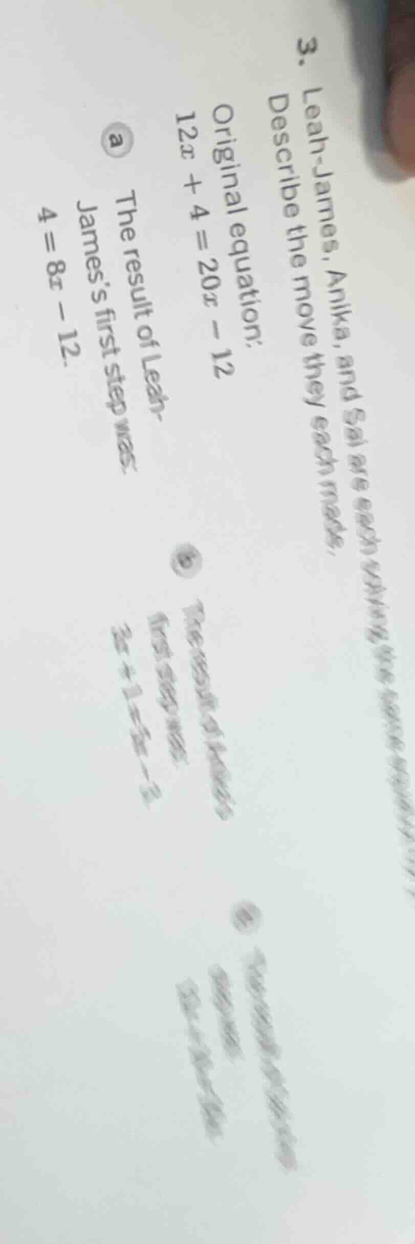 3. leah-james, anika, and sai are each solving the same equation. descr…