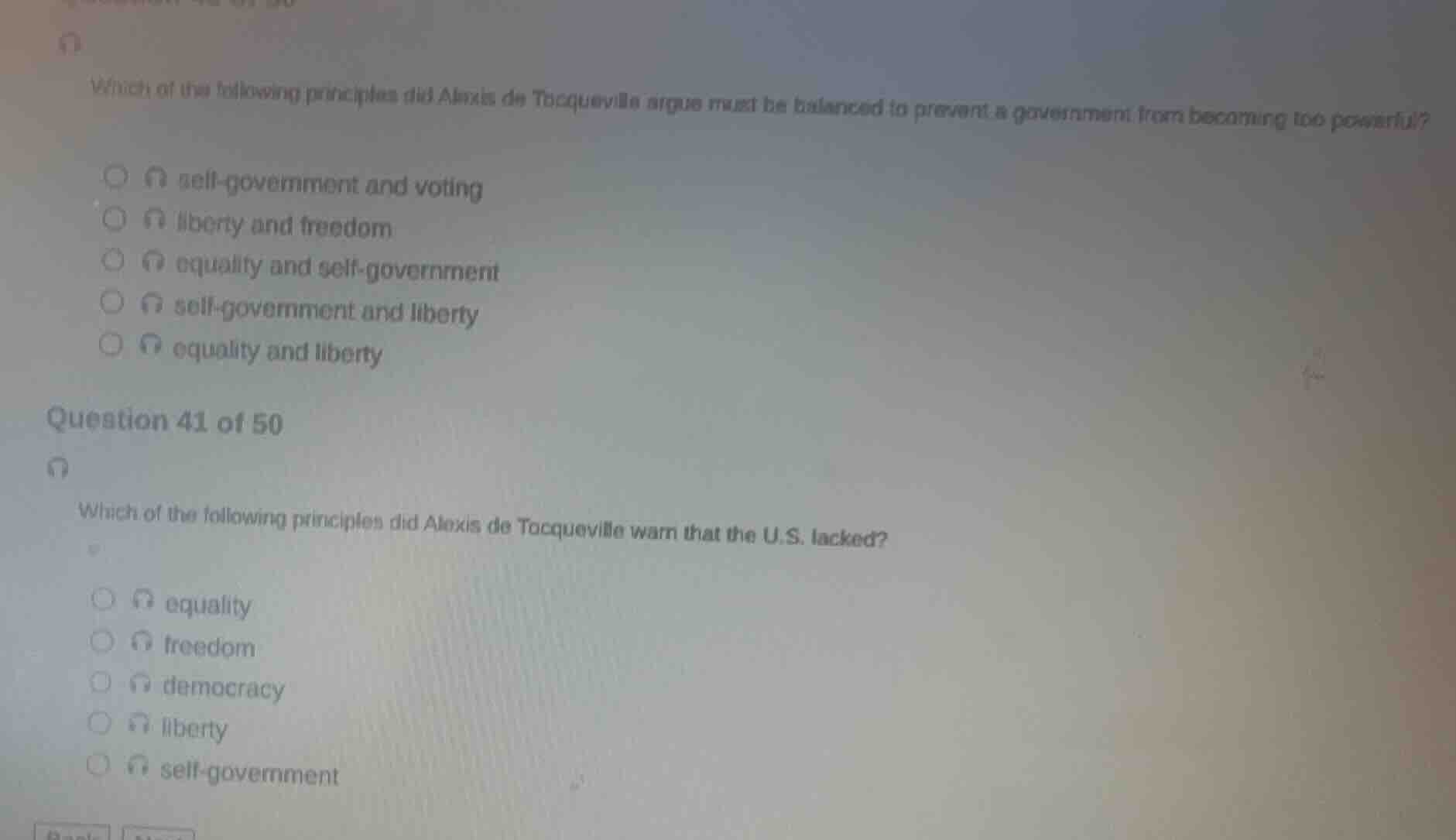 which of the following principles did alexis de tocqueville argue must …