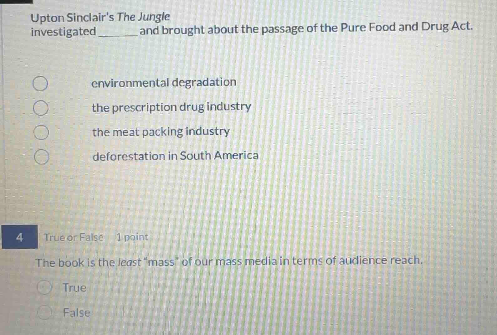 upton sinclairs the jungle investigated ______ and brought about the pa…