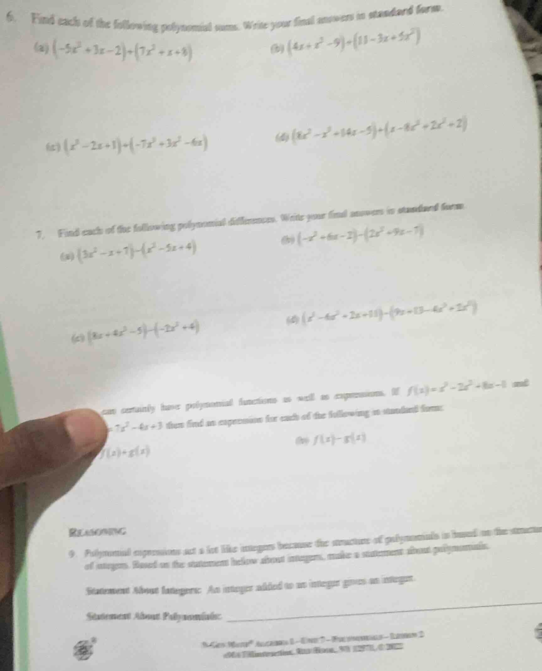 6. find each of the following polynomial sums. write your final answers…