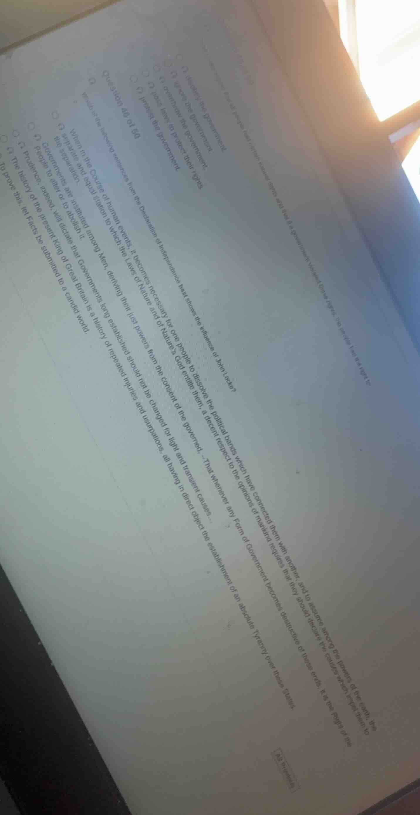 question 46 of 60 which of the following sentences from the declaration…