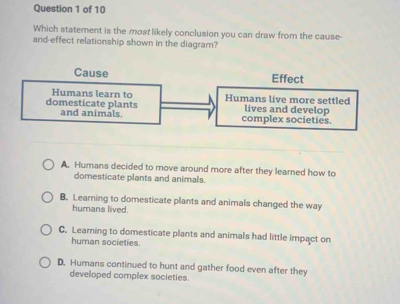 question 1 of 10 which statement is the most likely conclusion you can …