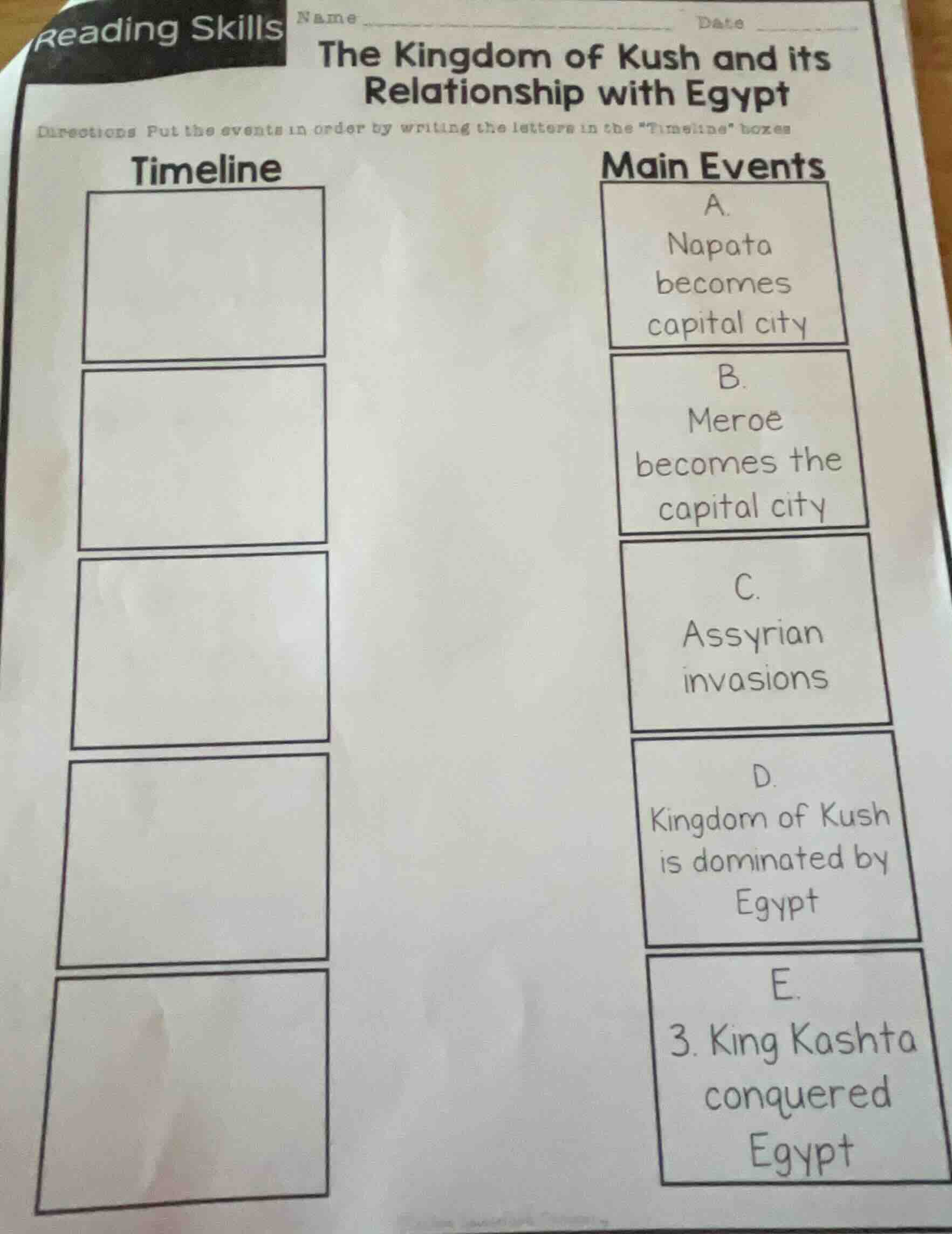 reading skills name date the kingdom of kush and its relationship with …