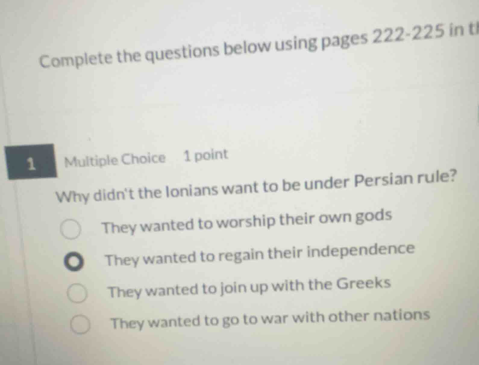 complete the questions below using pages 222-225 in t 1 multiple choice…