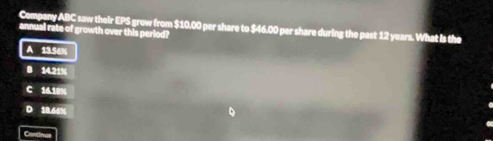 company abc saw their eps grow from $10.00 per share to $46.00 per shar…