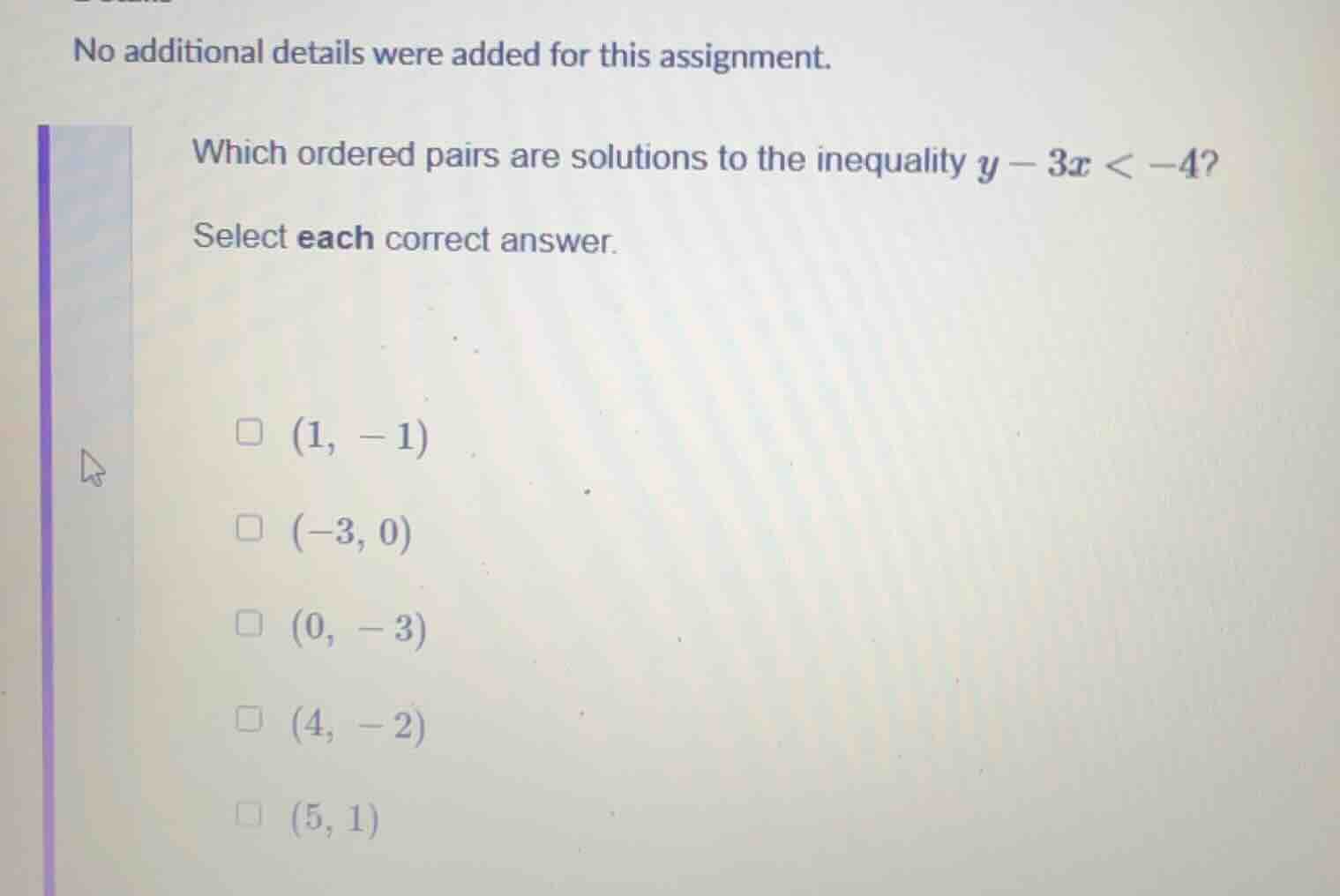 no additional details were added for this assignment. which ordered pai…