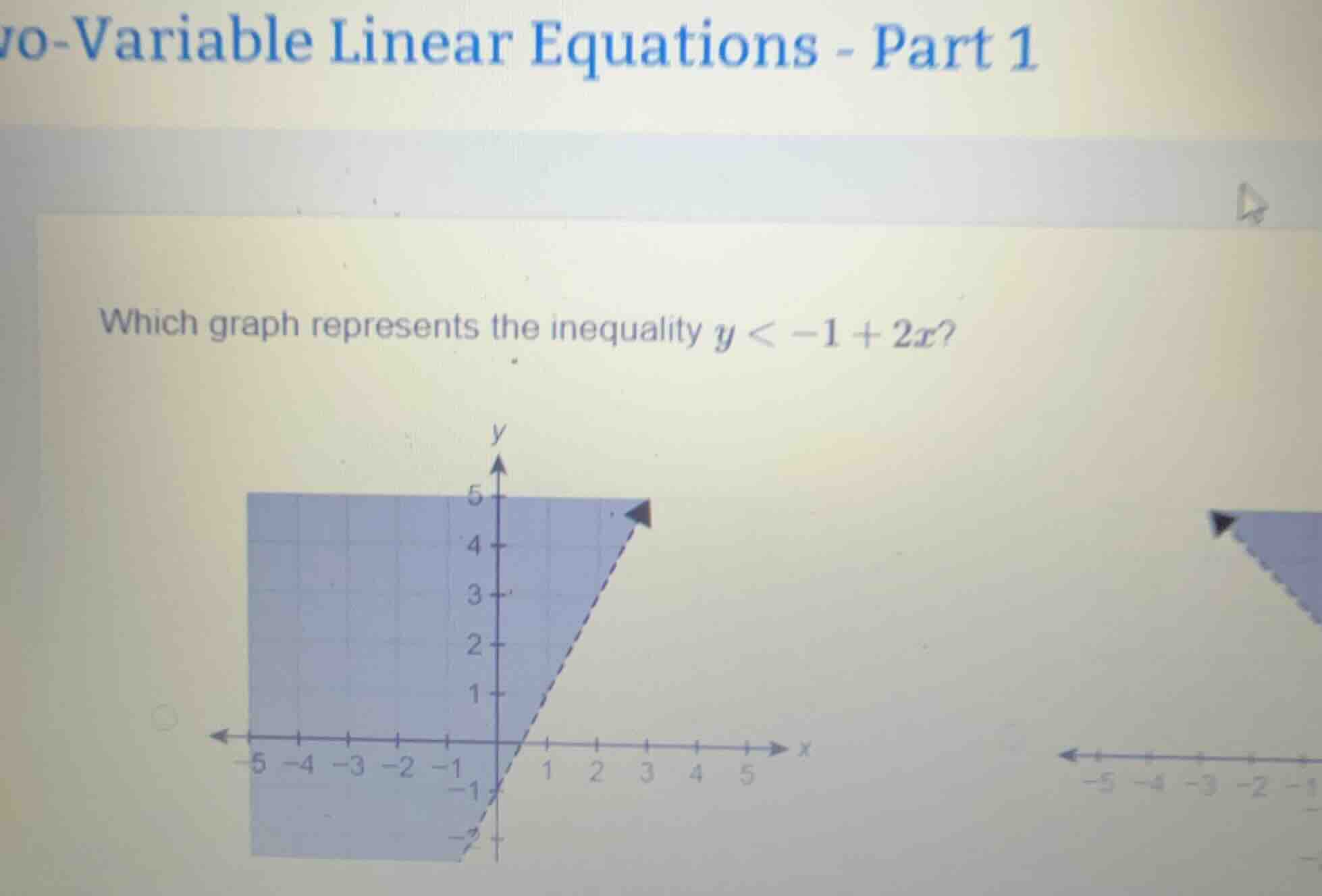 vo-variable linear equations - part 1 which graph represents the inequa…