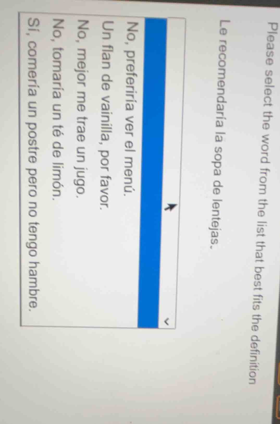 please select the word from the list that best fits the definition le r…
