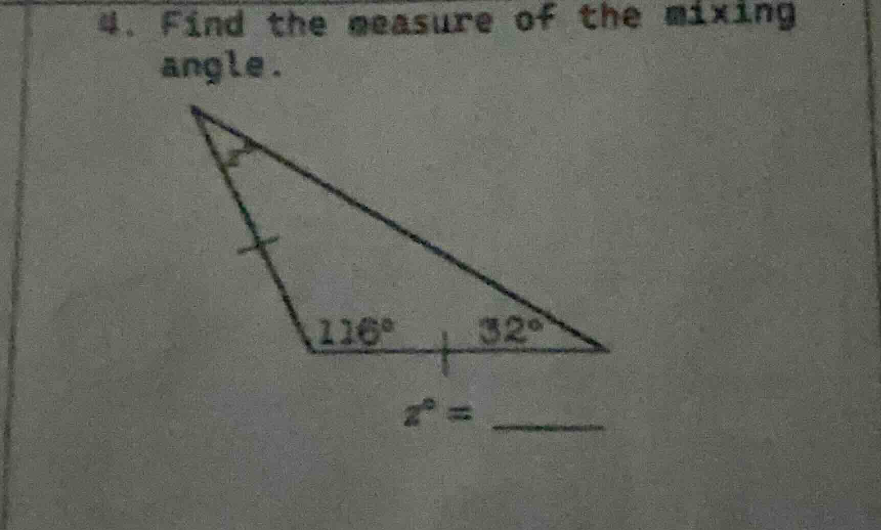 4. find the measure of the mixing angle. $x^{circ} = \\underline{\\quad…