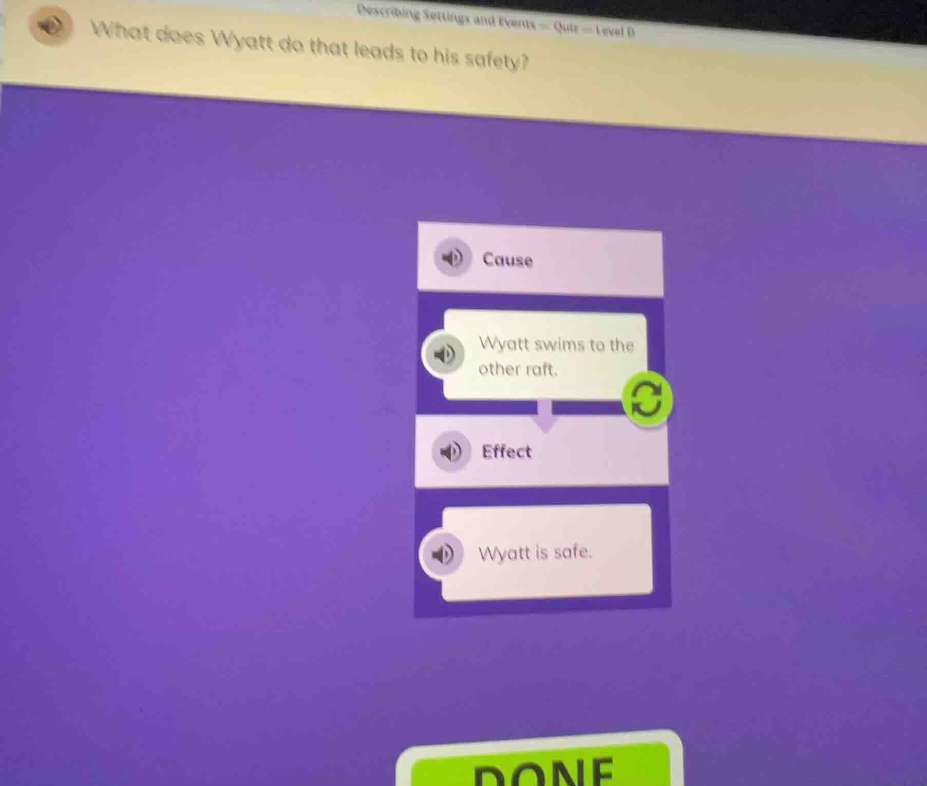 what does wyatt do that leads to his safety? cause wyatt swims to the o…