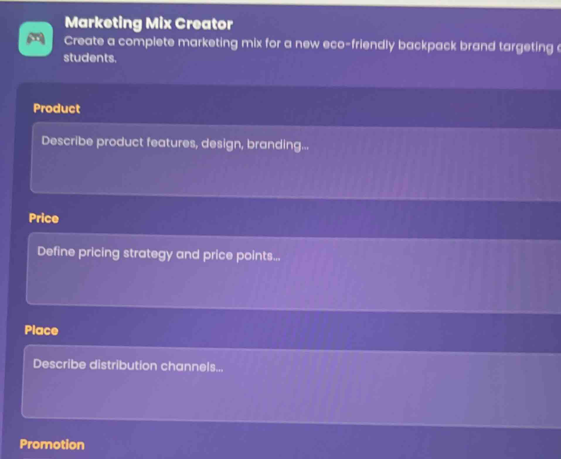 marketing mix creator create a complete marketing mix for a new eco - f…