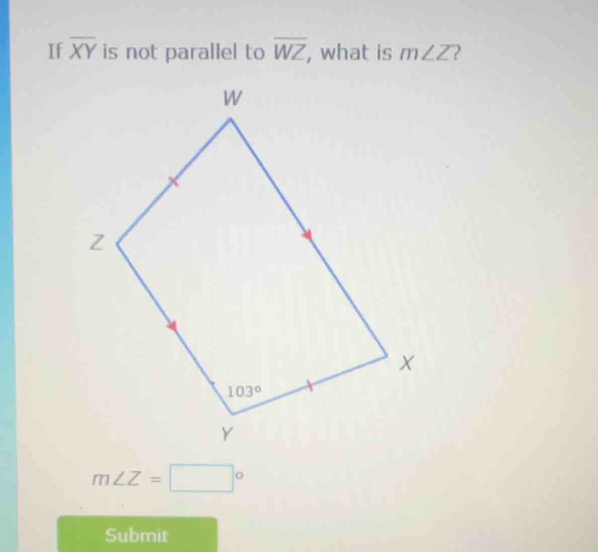 if \\(overline{xy}\\) is not parallel to \\(overline{wz}\\), what is \\…