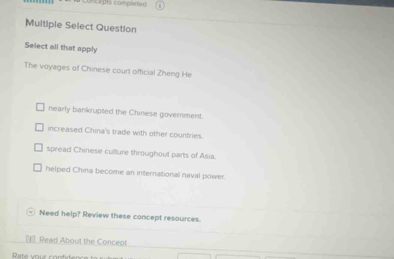 multiple select question select all that apply the voyages of chinese c…