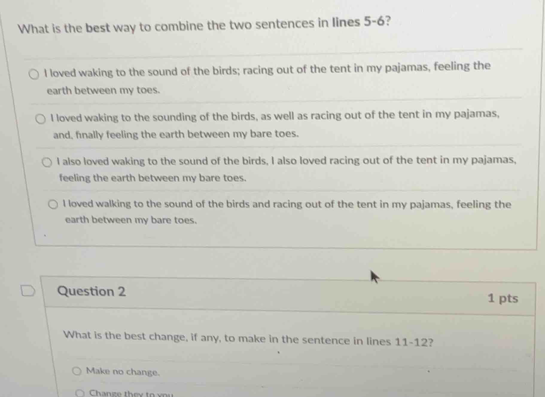 what is the best way to combine the two sentences in lines 5-6? i loved…