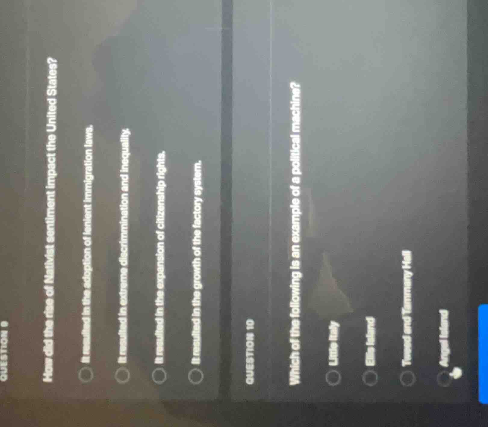 question 9 how did the rise of nativist sentiment impact the united sta…