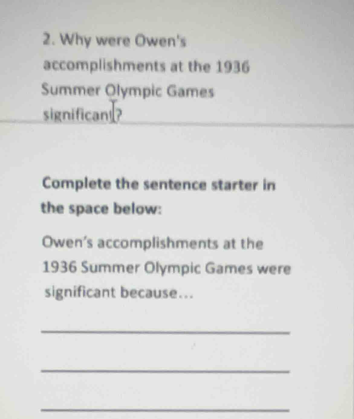2. why were owens accomplishments at the 1936 summer olympic games sign…