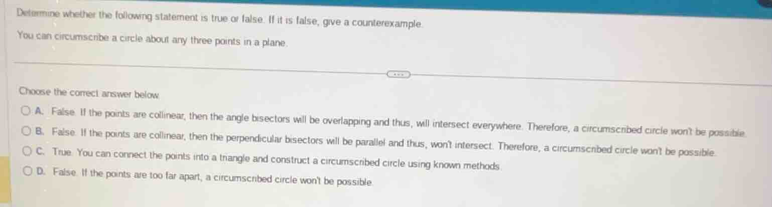 determine whether the following statement is true or false. if it is fa…