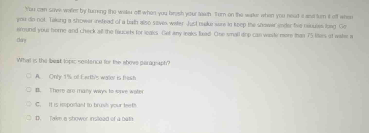 you can save water by turning the water off when you brush your teeth. …