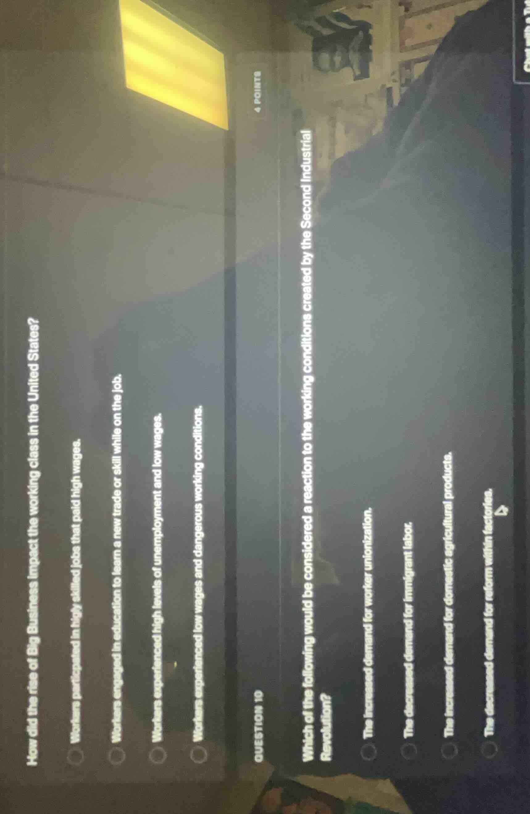 how did the rise of big business impact the working class in the united…