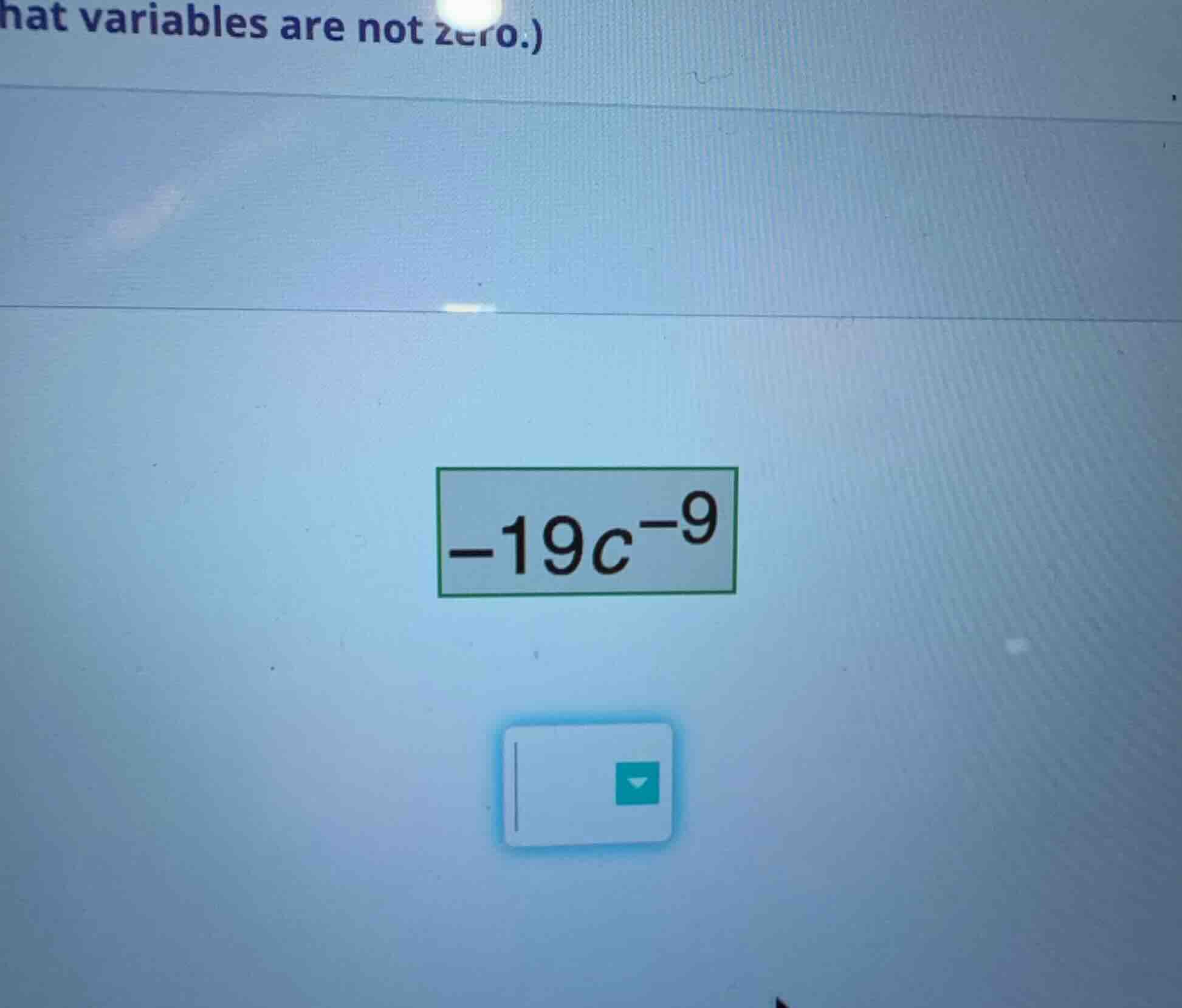 hat variables are not zero.) -19c⁻⁹