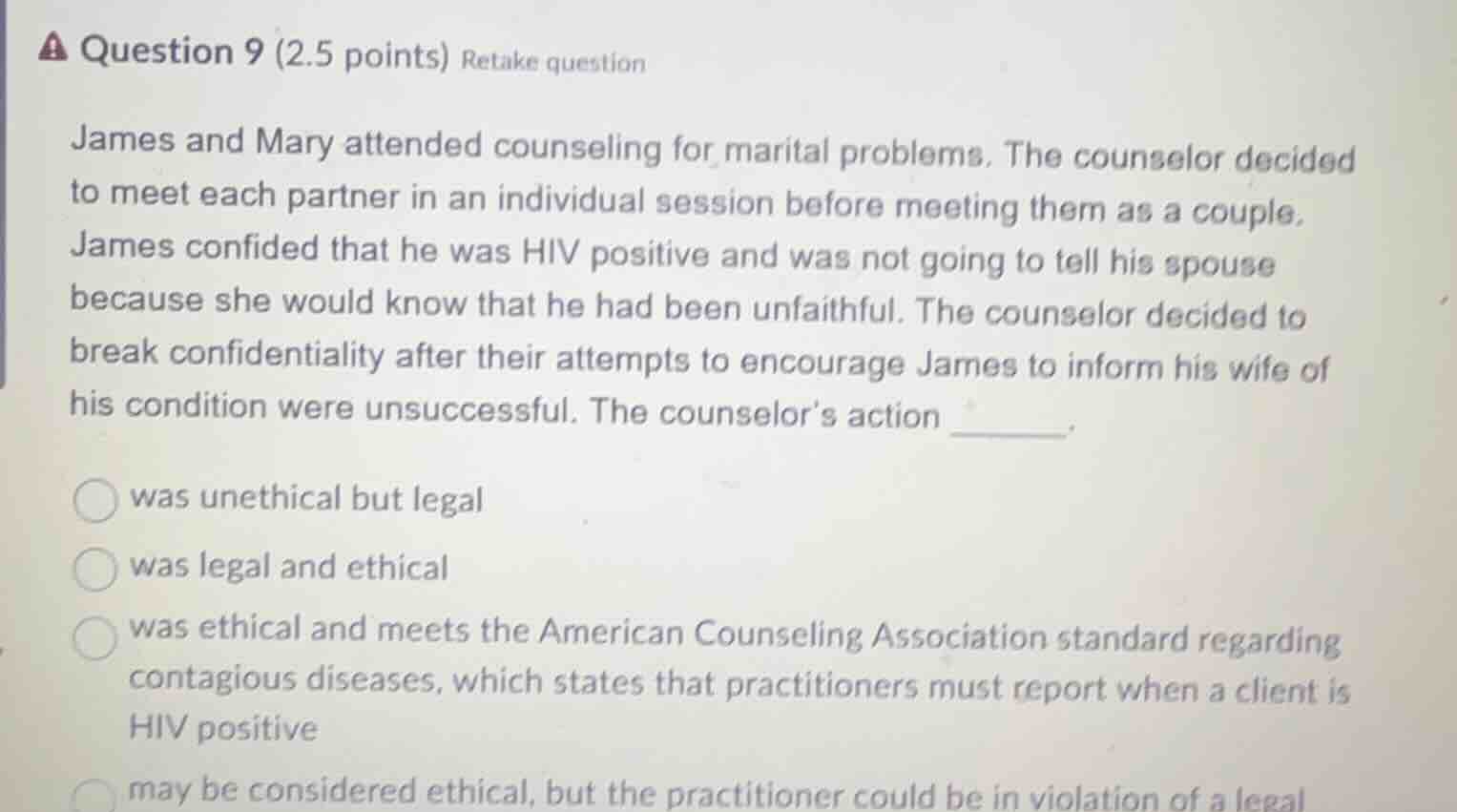 question 9 (2.5 points) retake question james and mary attended counsel…