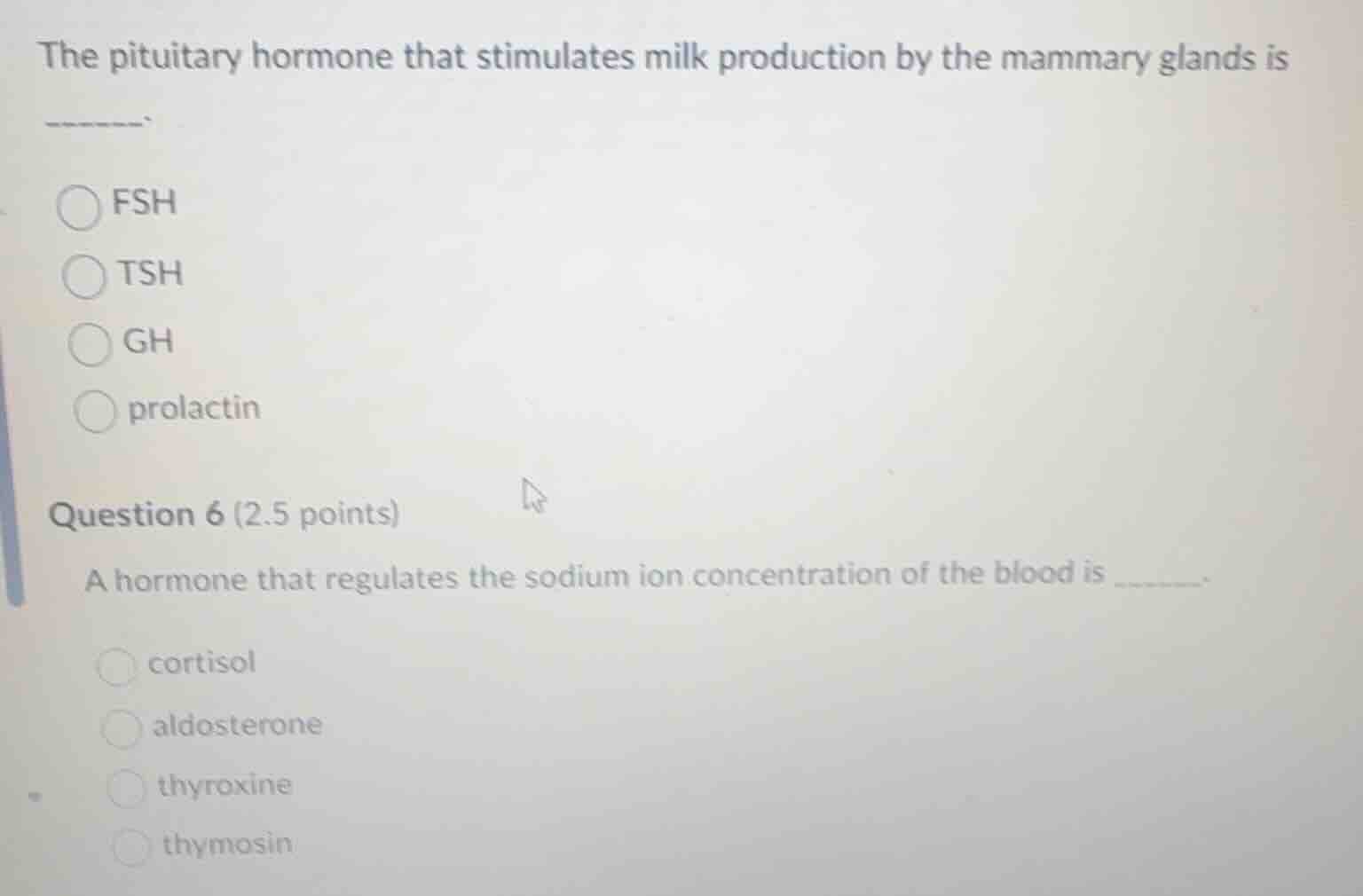 the pituitary hormone that stimulates milk production by the mammary gl…
