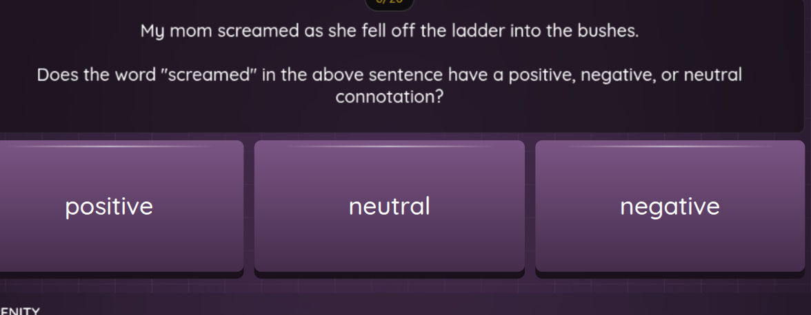 my mom screamed as she fell off the ladder into the bushes. does the wo…