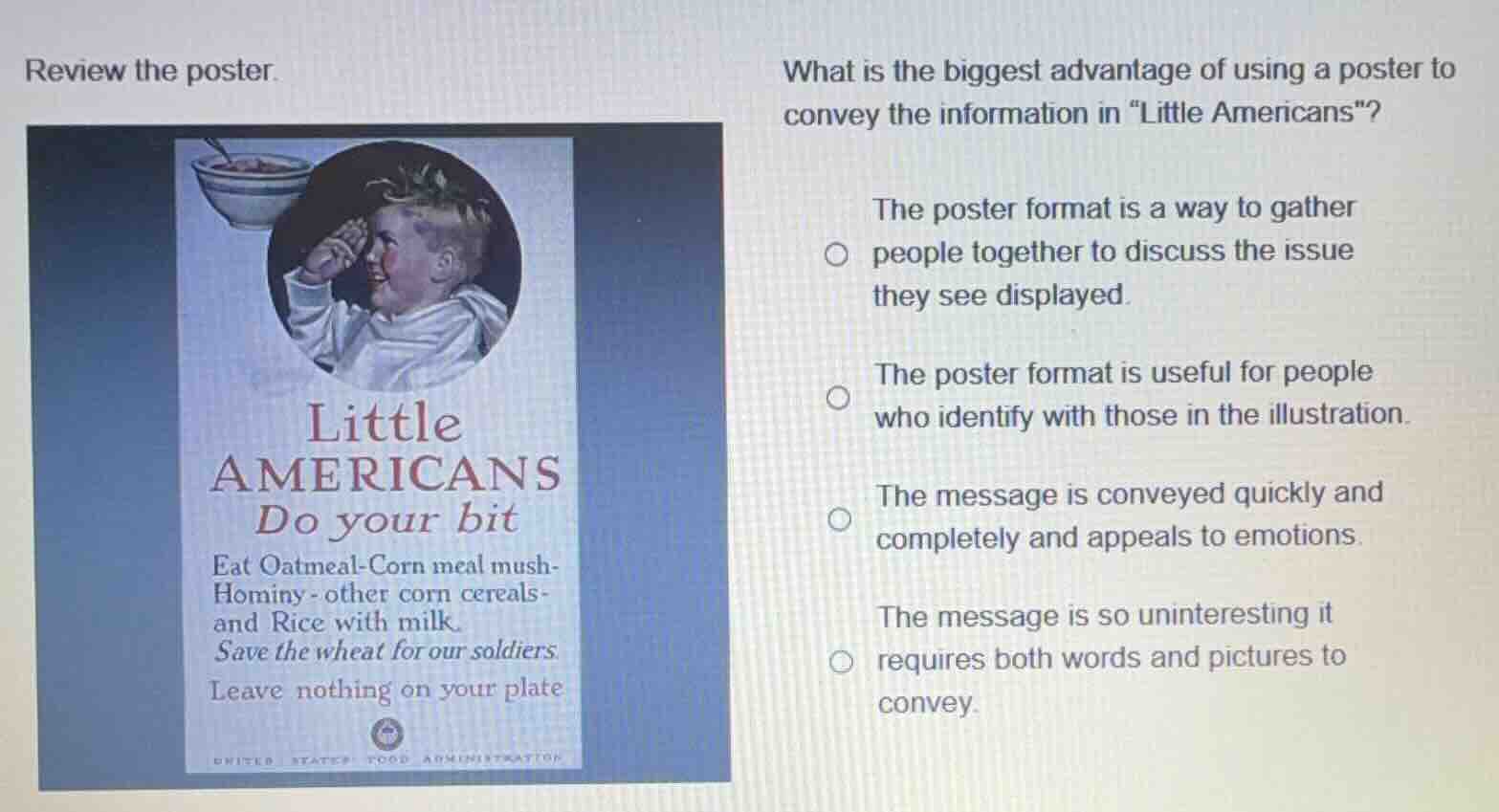 review the poster. what is the biggest advantage of using a poster to c…