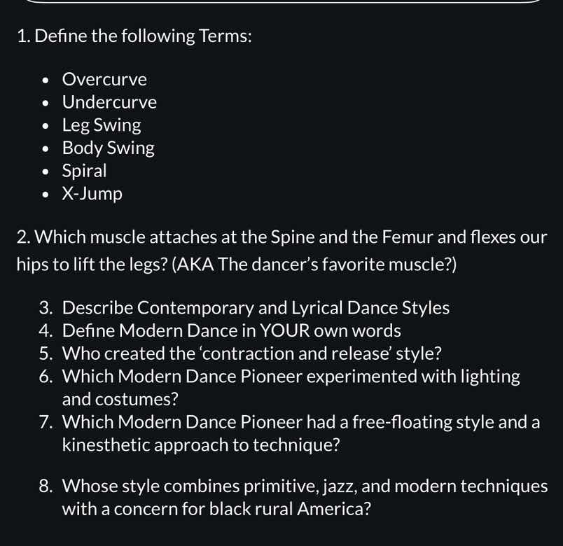 1. define the following terms: - overcurve - undercurve - leg swing - b…