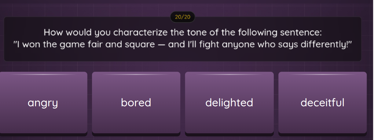 how would you characterize the tone of the following sentence: \i won t…