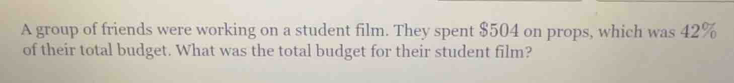 a group of friends were working on a student film. they spent $504 on p…