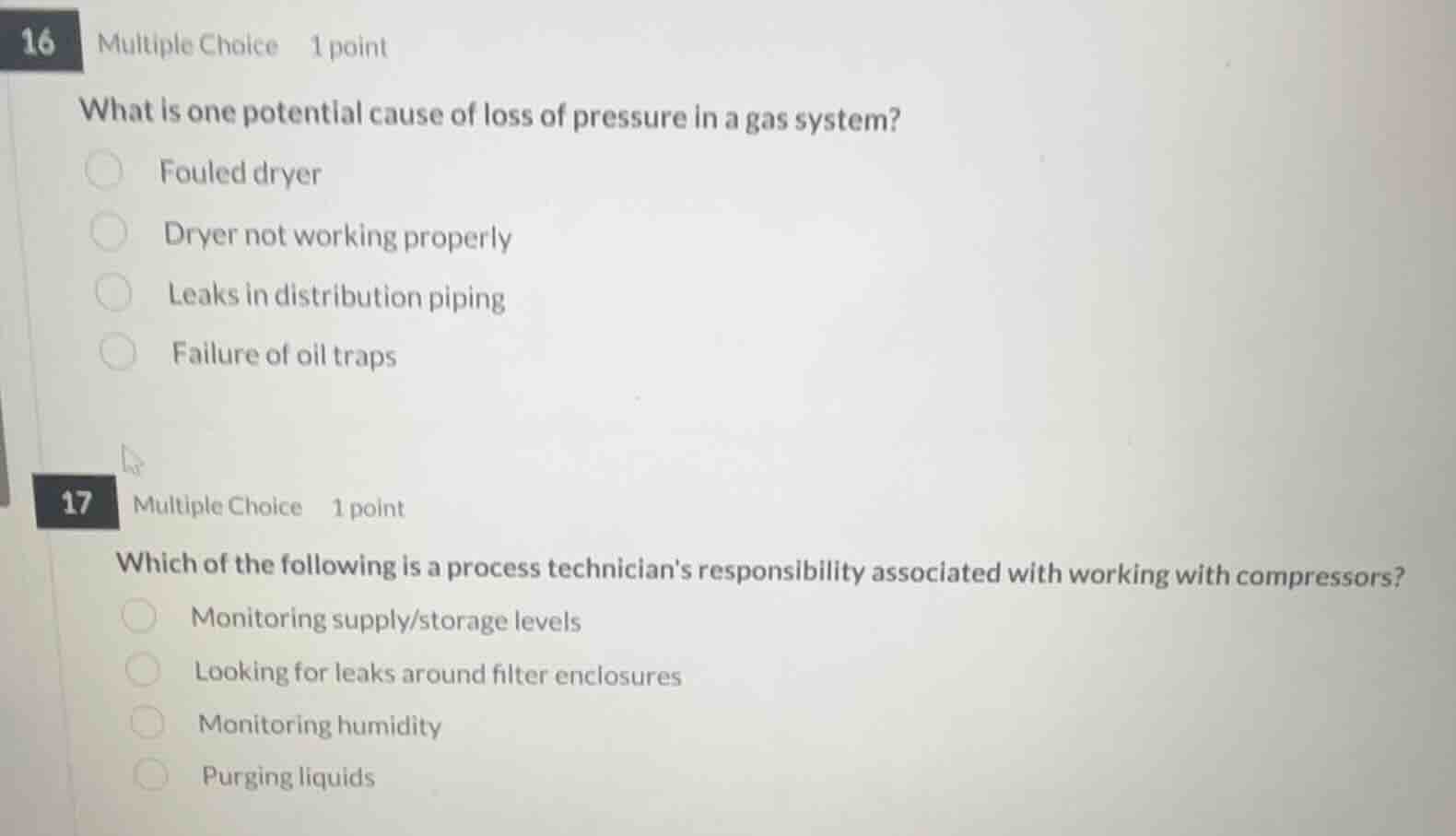 16 multiple choice 1 point what is one potential cause of loss of press…
