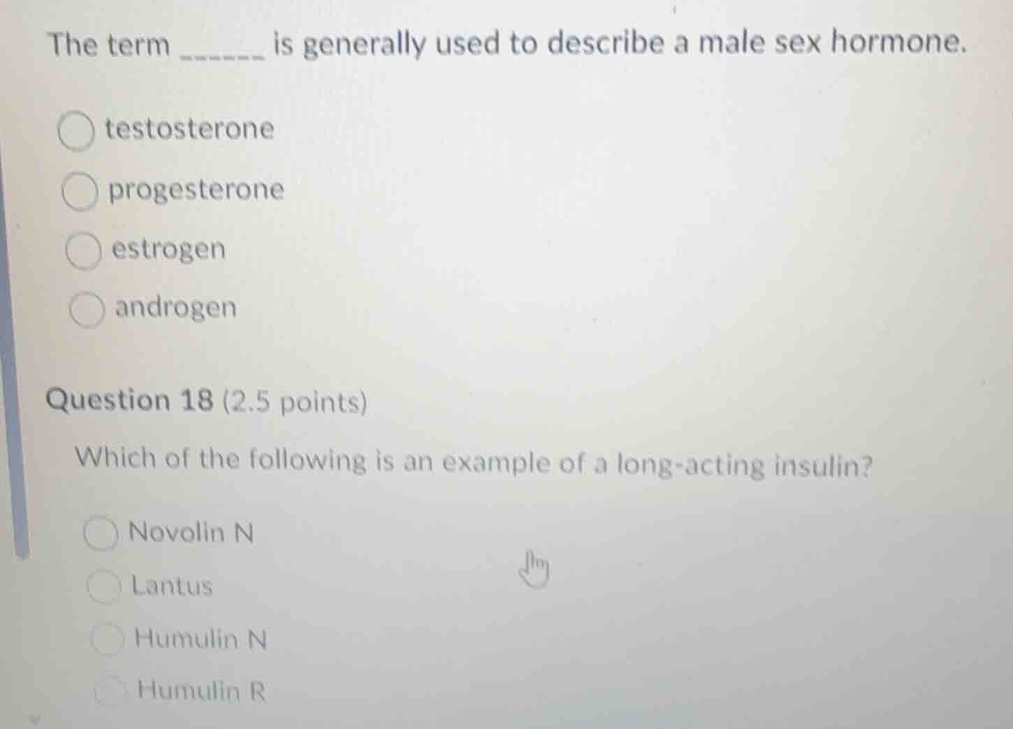 the term _____ is generally used to describe a male sex hormone. testos…